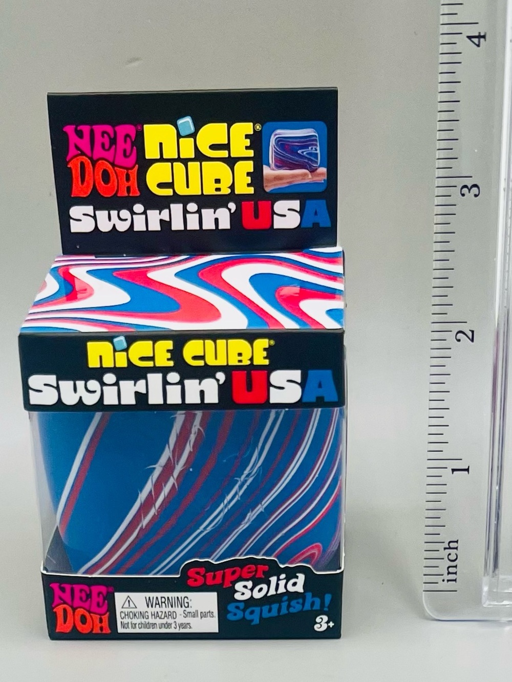 Authentic NEEDOH Nice Cube Swirlin' USA 🇺🇸 Super Soft Squish ~ Red/White/Blue 🎆 - Picture 7 of 7